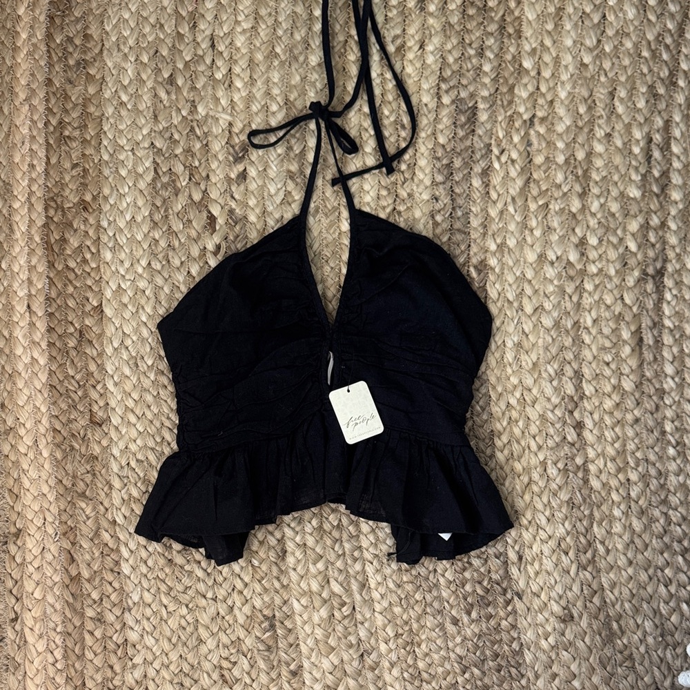 Free People Black Halter Top
